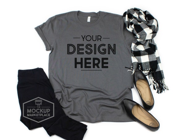 Bella Canvas 3001 Asphalt Unisex T-Shirt Mockup Bella