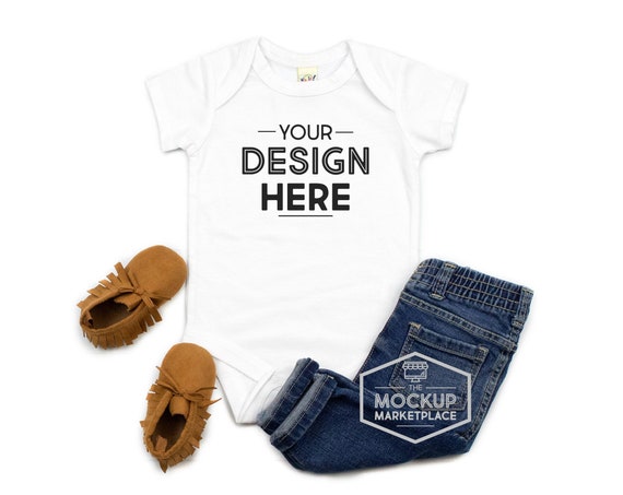 Kavio Unisex Infant Bodysuit Mockup White White