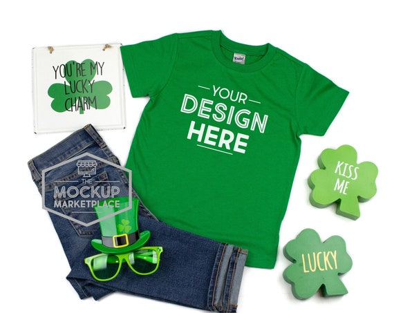 Kavio Tee Mockup Kelly Green St Patricks Day