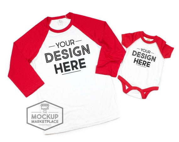 Bella Canvas 3200 Adult Raglan And Baby Mockup