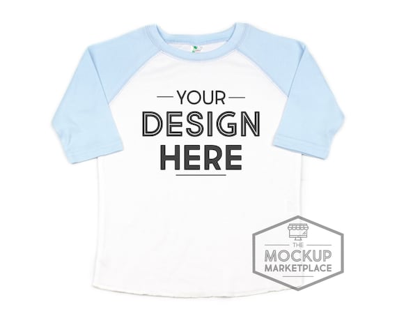 Download Free Laughing Giraffe Blue Raglan Mockup Sublimation ...