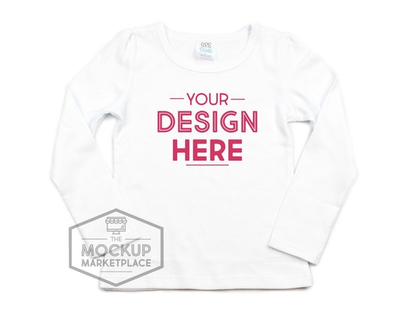 Arb Blanks Girls Puff Sleeve Mockup White White