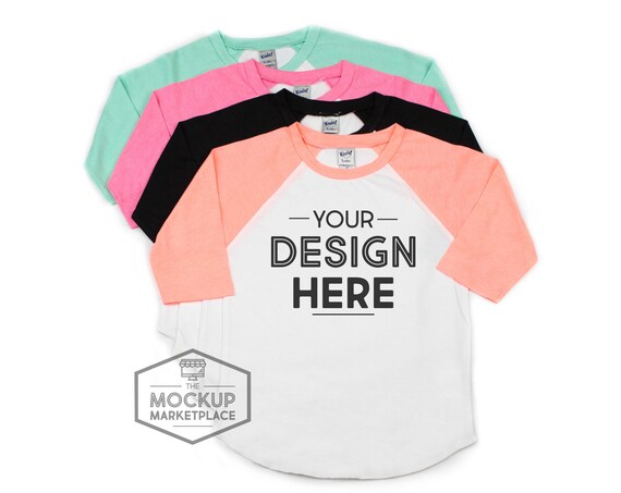 Kavio Raglan Mockup Unisex Raglan Stack Flat Lay Kavio Raglan Mockup Unisex Raglan Stack Flat Lay