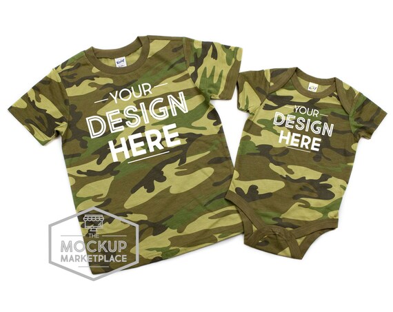 Download Kavio Tee And Bodysuit Set Mockup Camo Green Mockup Psd Vehicle PSD Mockup Templates