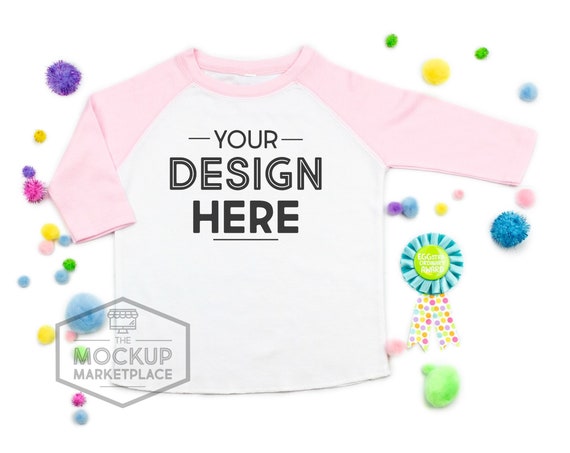 Laughing Giraffe Pink Raglan Easter Mockup Sublimation Raglan