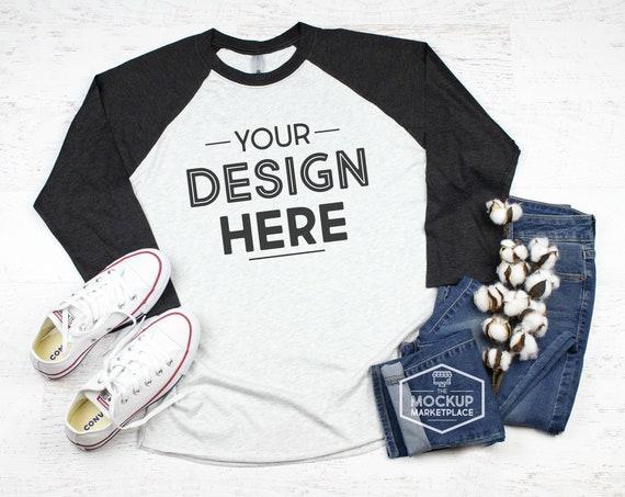 Download Next Level 6051 Raglan Mockup Vintage Black And - Free ...