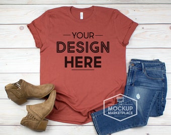Download Bella Canvas 3001 Rust Unisex T Shirt Mockup Bella Canvas Flat Lay Rust Color Tee Mockup Blank Shirt For Designs Autumn Tee Mock Up New Free Design T Shirt Mockups PSD Mockup Templates