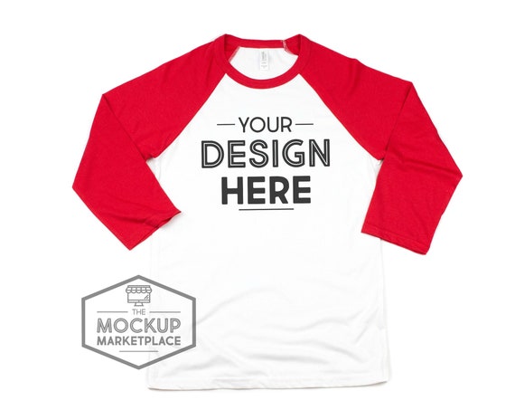 Bella Canvas 3200 Adult Raglan Mockup Red And