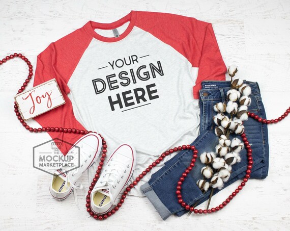 Download Free Next Level 6051 Adult Raglan Christmas Mockup Vintage ... PSD Mockup Templates