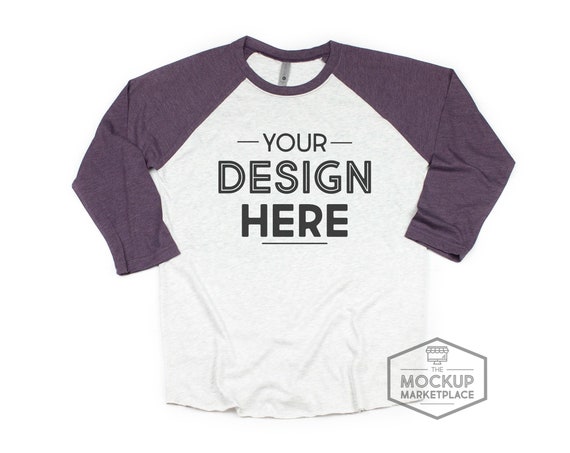 Download Free Next Level 6051 Adult Raglan Mockup Vintage Purple ...