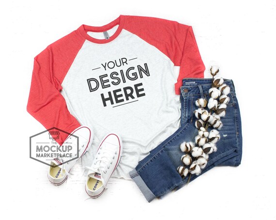 Next Level 6051 Adult Raglan Mockup Vintage Red Next Level 6051 Adult Raglan Mockup Vintage Red