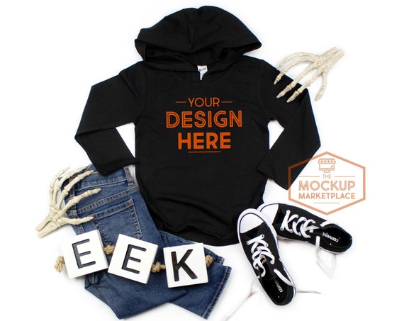 Kavio Long Sleeve Pullover Hoodie Mockup For Halloween