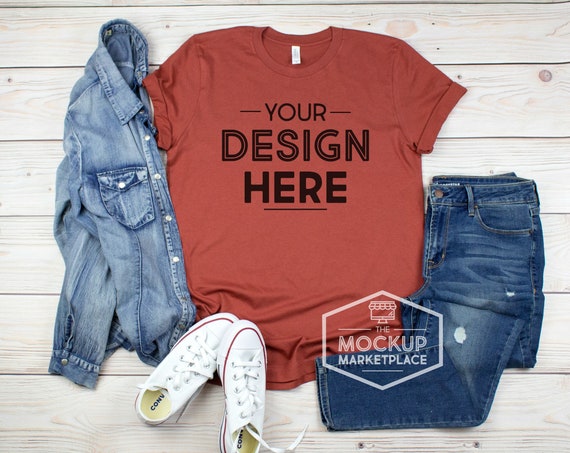 Bella Canvas 3001 Rust Unisex T-Shirt Mockup Bella
