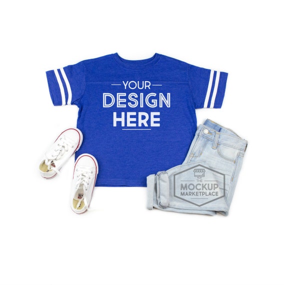 Rabbit Skins Toddler Football Tee Mockup Vintage Royal Rabbit Skins Toddler Football Tee Mockup Vintage Royal