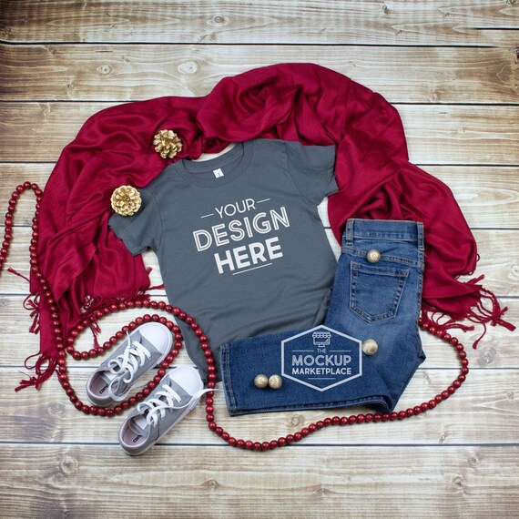 Bella Canvas Youth Asphalt T-Shirt Mockup For Christmas Bella Canvas Youth Asphalt T-Shirt Mockup For Christmas