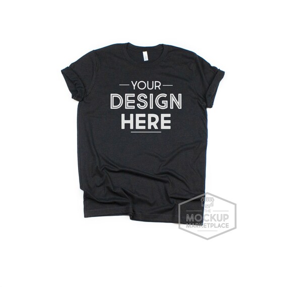 Bella Canvas 3001 Black Heather Unisex T Shirt Mockup Bella Etsy