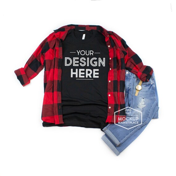 Bella Canvas 3001 Black Unisex T Shirt Mockup Bella Canvas Etsy