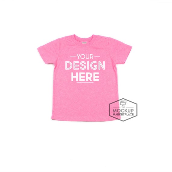 Unisex Crew Neck T-shirt Flat Lay IJS0683 TJS0683 YJS9683 Slub Tee Mockup with White Background Kavio Slub Tee Mockup Pink Flash