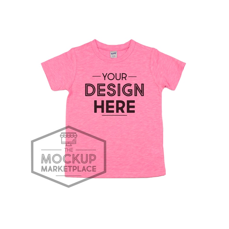 Unisex Crew Neck T-shirt Flat Lay IJS0683 TJS0683 YJS9683 Slub Tee Mockup with White Background Kavio Slub Tee Mockup Pink Flash