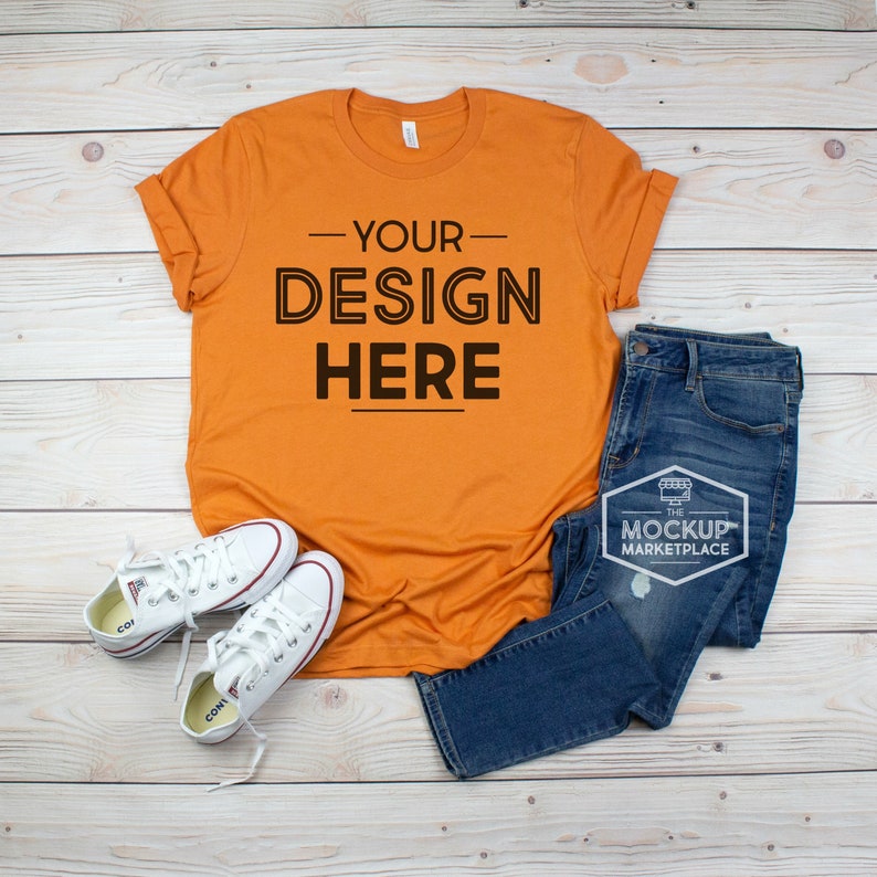 Bella Canvas 3001 Burnt Orange Unisex T-Shirt Mockup Bella ...