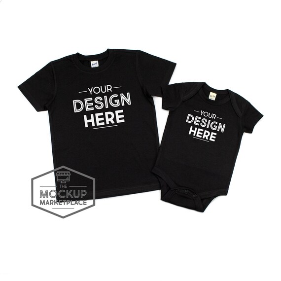 Kavio Unisex Infant Bodysuit And Shirt Mockup Black Black Etsy
