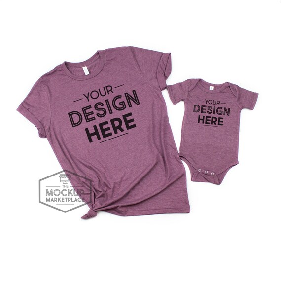 Bella Canvas 3001 Heather Maroon Unisex T Shirt Bodysuit Set Etsy