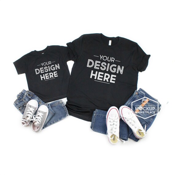 Bella Canvas 3001 3001t Black Unisex T Shirt Set Mockup Etsy