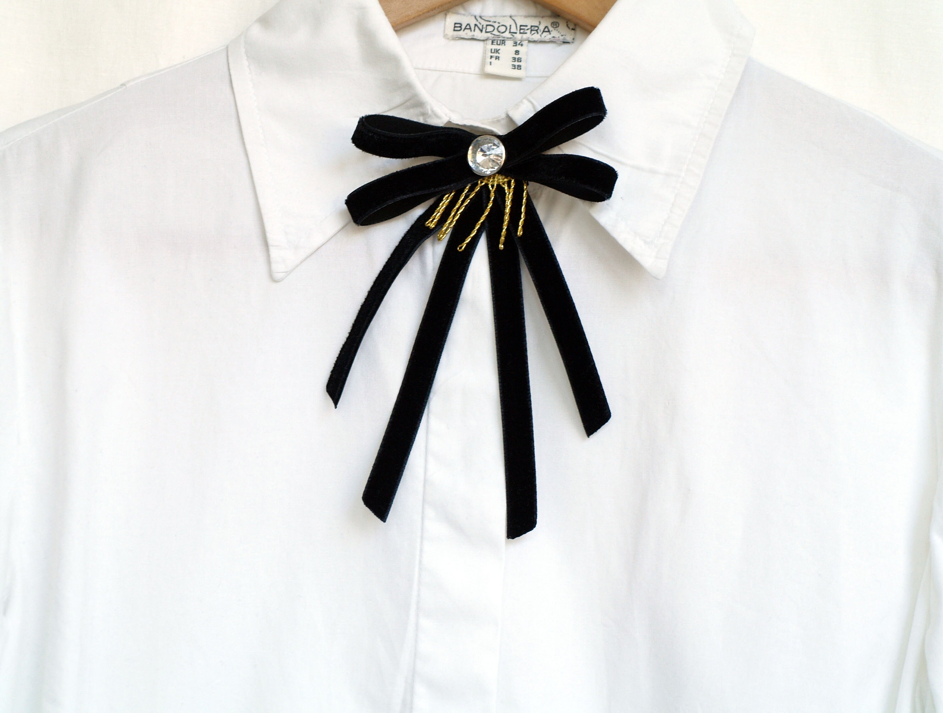 Black ribbon bow tie Black bow tie woman Bow brooch tie | Etsy