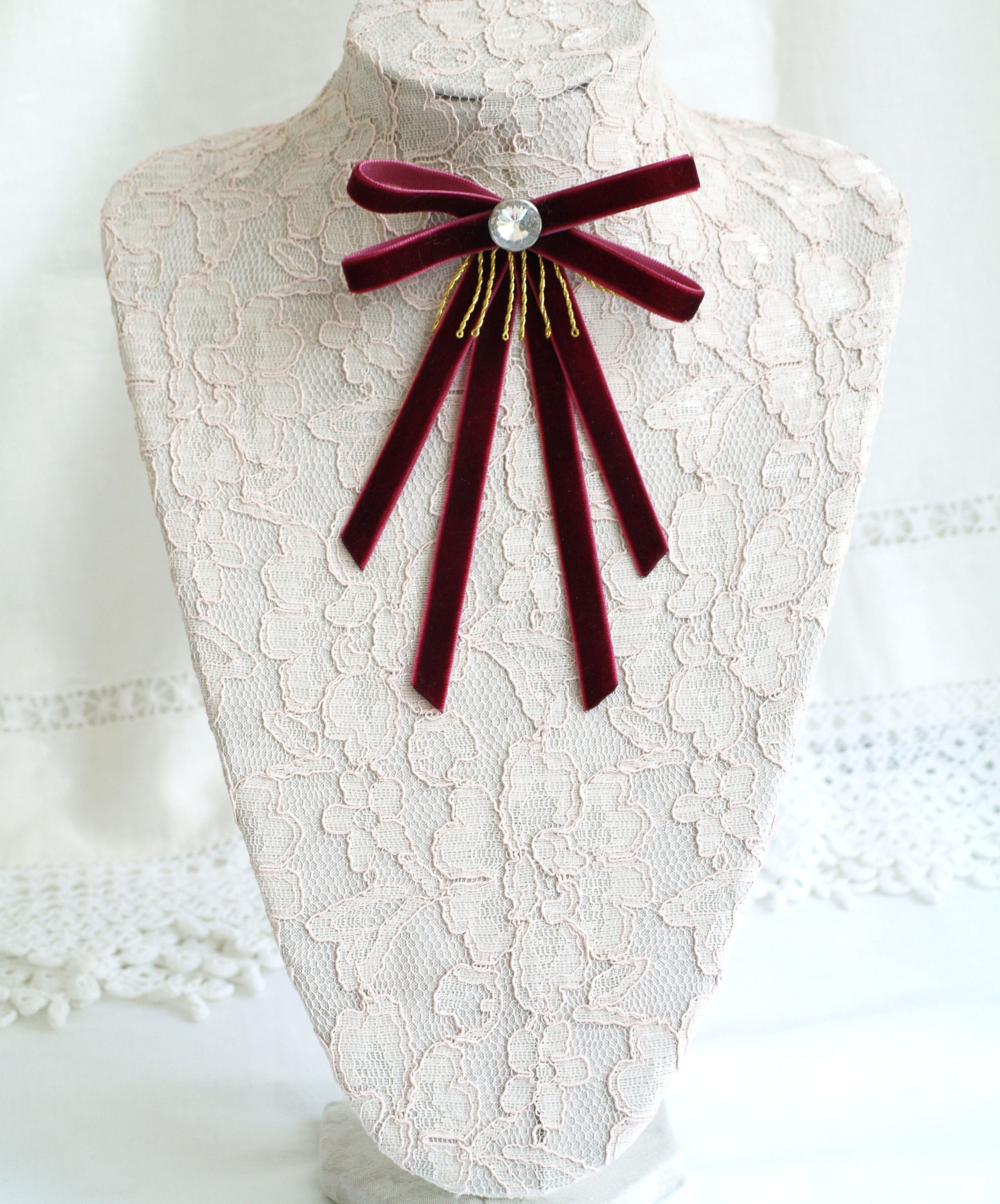 Black ribbon bow tie Black bow tie woman Bow brooch tie Etsy