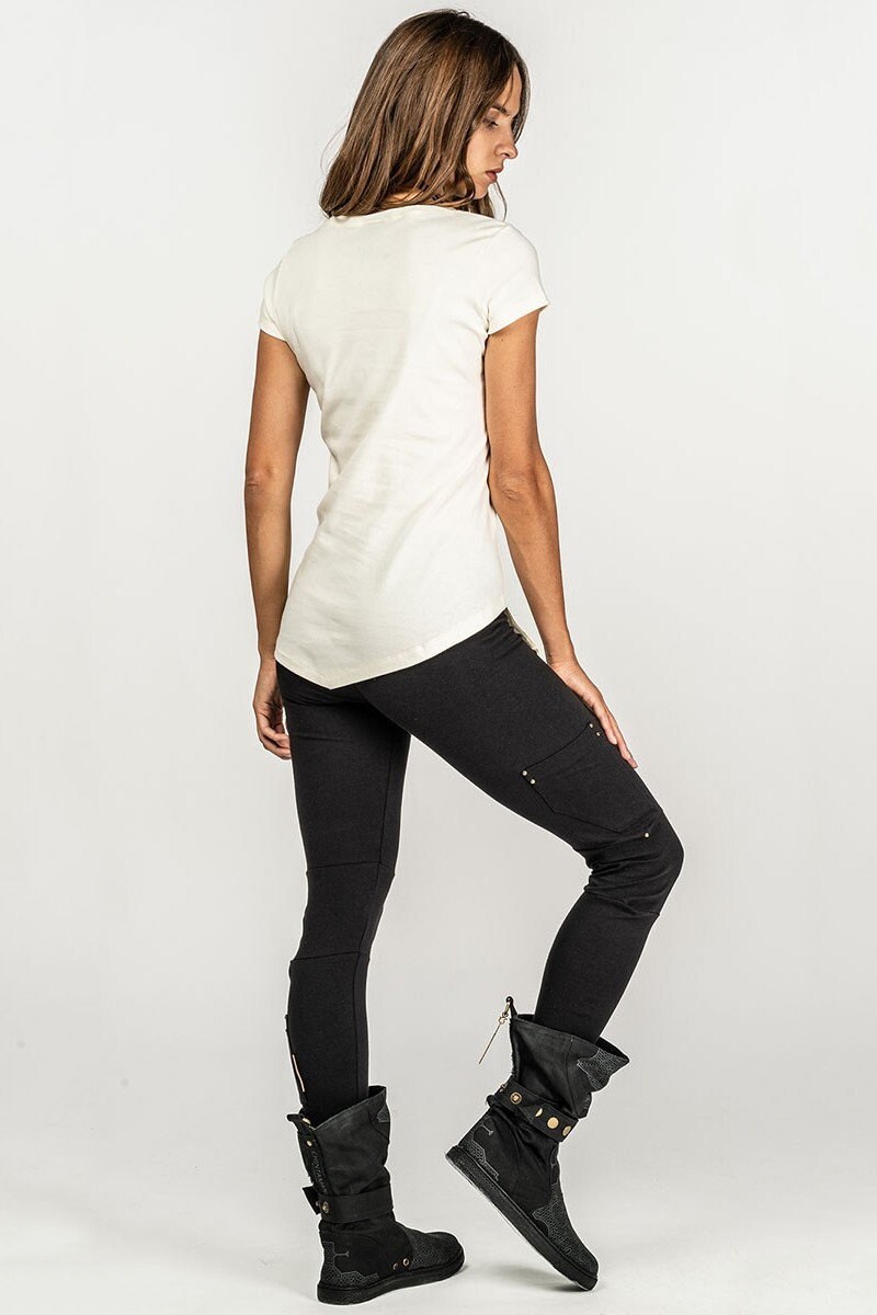 Women Cotton White Crew Neck Tee Tshirt S M size tee Etsy