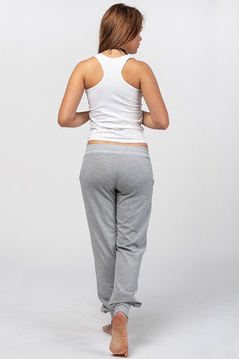 Womens loose fitting grey cotton trousers yoga pilates Etsy