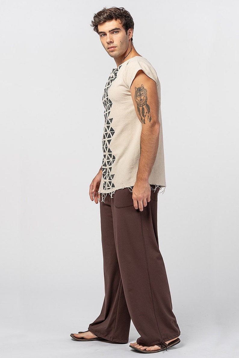 Cotton sporty casual pants Brown loose comfortable yoga hippie boho men pants