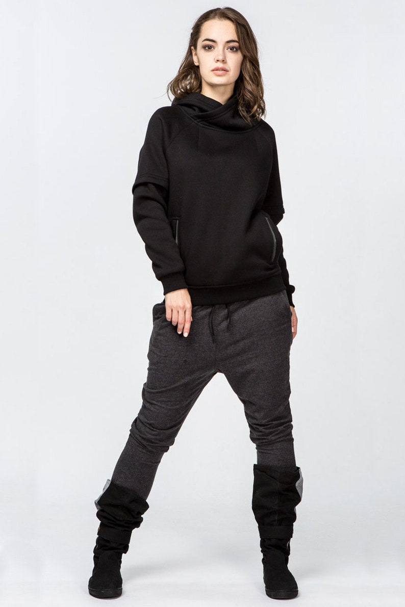 Women drop crotch yoga pockets pants Hippie cotton warm gray Etsy