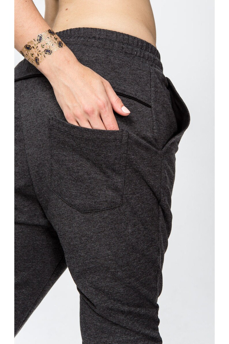 Women drop crotch yoga pockets pants Hippie cotton warm gray Etsy