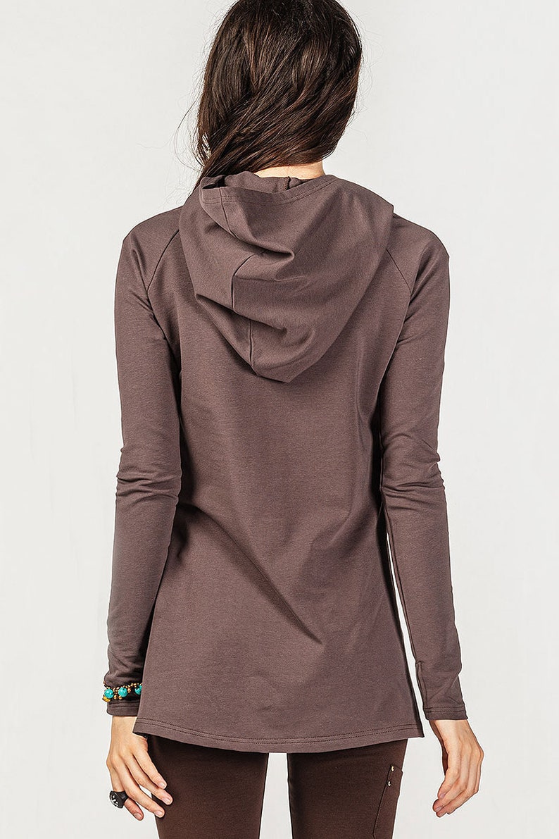 Extravarant Women Brown Warm Cotton Hoodie Top Warm Top Cotton Hoody Women Blouse Mothers Day Gift Long Sleeve Everyday Easy to Wear Top