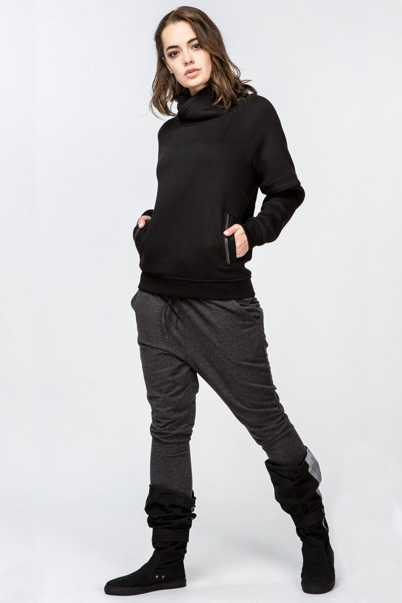 Women drop crotch yoga pockets pants Hippie cotton warm gray Etsy