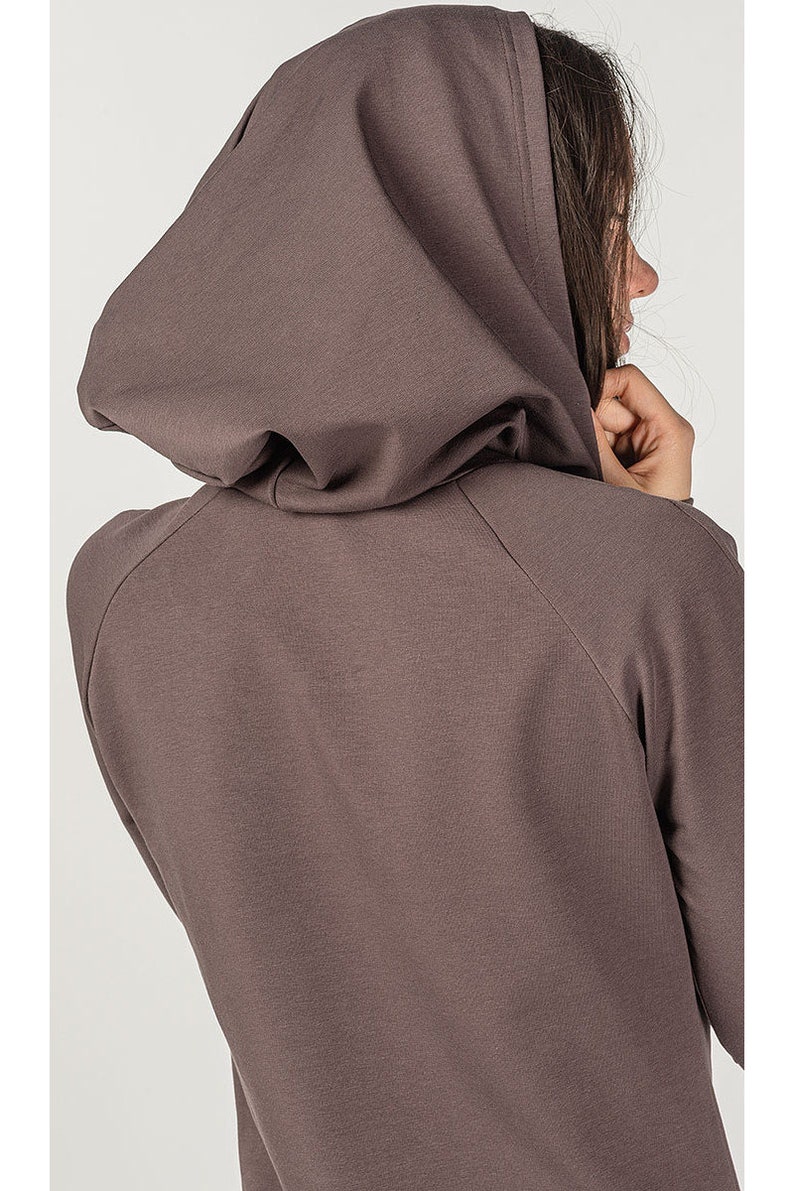Extravarant Women Brown Warm Cotton Hoodie Top Warm Top Cotton Hoody Women Blouse Mothers Day Gift Long Sleeve Everyday Easy to Wear Top
