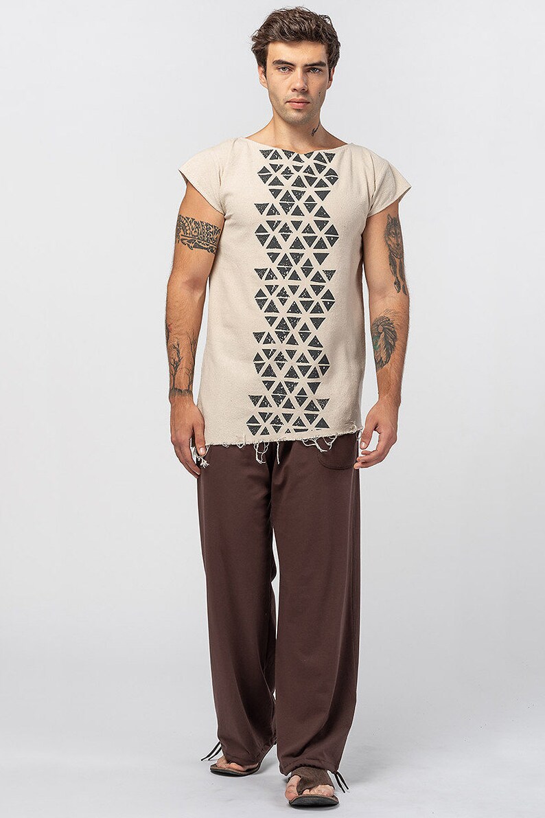 Cotton sporty casual pants Brown loose comfortable yoga hippie boho men pants