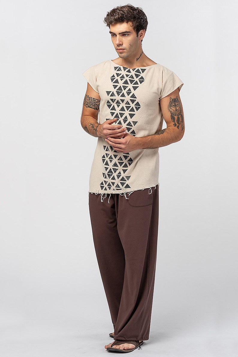Cotton sporty casual pants Brown loose comfortable yoga hippie boho men pants