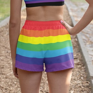 Cute Gay Pride Shorts, Sexy Rainbow Shorts, Rainbow Flag Booty Shorts, Festival Rainbow Clothes, Rainbow Pride Flag, Athletic Shorts LGBT