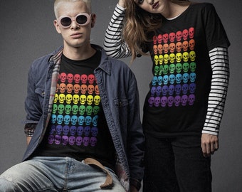 Rainbow Flag Skulls Halloween Shirt, gothic LGBT Shirt, Gay Pride Halloween T Shirt, Gay Halloween Tee, funny Rainbow Skull Shirt, Gay Shirt