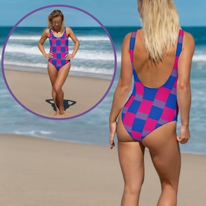 Bisexual Swimsuit, Bisexual Pride Bathing Suit, Bisexual Flag One Piece Swimsuit, Bi Pride Swimwear, discreet Bi Flag Beachwear Bodysuit