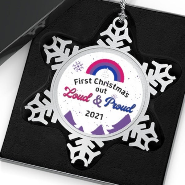 First Christmas Out Bisexual Ornament, Bi Pride Christmas Ornament, Bisexual Pride Tree Decorations, Proud Bisexual Coming Out Xmas Gift