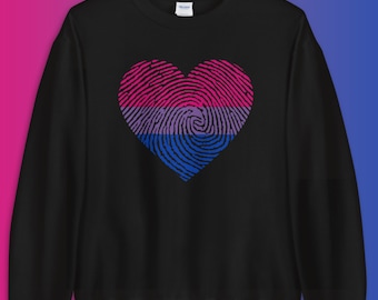 Bisexual Pride Sweatshirt, Bi Pride Sweatshirt, Bisexual Flag Sweater, Bisexual Heart Jumper, LGBT Clothing, Bisexual Pride Flag Clothes