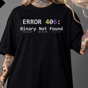 Comfort Colors Nonbinary Shirt, Enby Pride Shirt, subtle Non Binary Flag Colors, Error Message Computer Code NB T-Shirt, Non-Binary Clothing