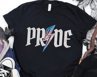 Trans Pride Shirt, Gothic Trans Shirt, Trans Flag Thunderbolt Transgender Shirt, Nu Goth Transgender Pride Tshirt, Queer Halloween Shirt Emo