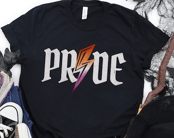Lesbian Pride Shirt, Gothic Lesbian Shirt, Thunderbolt Gay Shirt, Nu Goth Sapphic Shirt, Emo Lesbian Witch Shirt, wlw Fall Halloween T-Shirt
