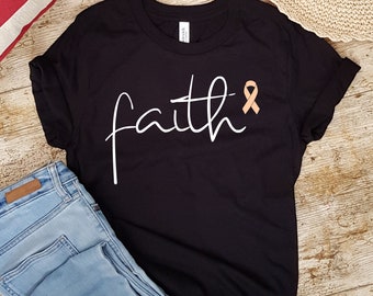 Uterine Cancer Shirt, Tank Top, Sweatshirt, Hoodie, Uterine Cancer Support, Uterine Cancer Fighter, Peach Ribbon, Faith Shirt, Plus Size