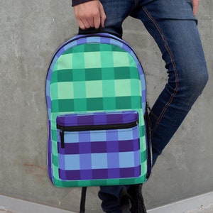 Checkered MLM Pride Flag Backpack, Aesthetic Gay Male Pride Bag, subtle Gay Pride School Bag, Plaid Gay Bag for Study Work Travel Gym