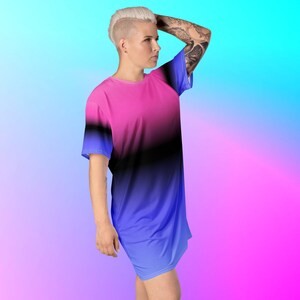 2xs - 6xl ombré Omnisexual Dress, oversized Omni Pride Dress, baggy Omnisexual Pride T-Shirt Dress, gradient Omnisexual Flag Colors